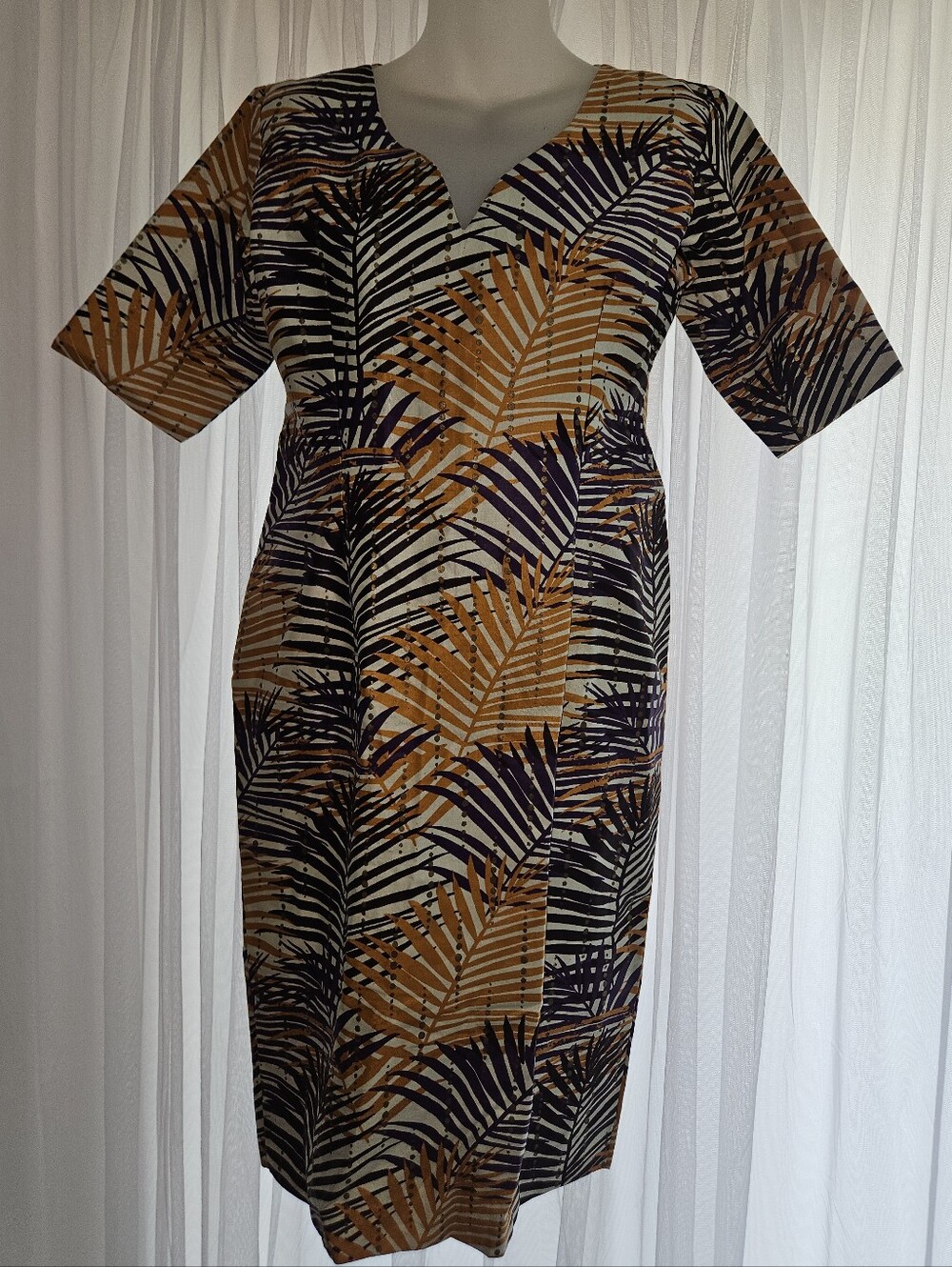 Authentic African Ankara Wax Print Sheath Dress, MEDIUM